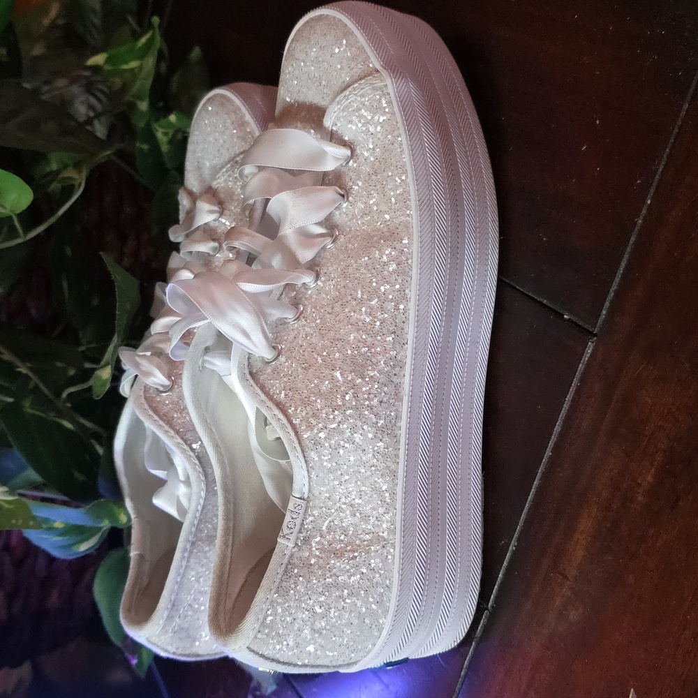 Kate spade Keds bridal wedding shoes tennis shoes white glitter